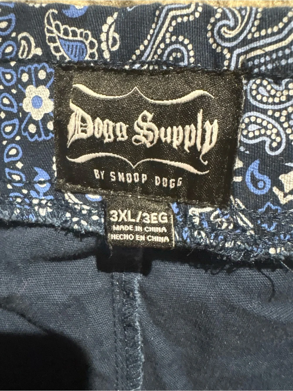 Dogg Supply Snoop Dogg blue paisley tie waist shorts size 3X